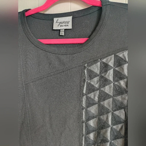 Lynn Ritchie Silver Black Pleather Tunic size Small‎ Goth Edgy Grunge Biker - Picture 2 of 8